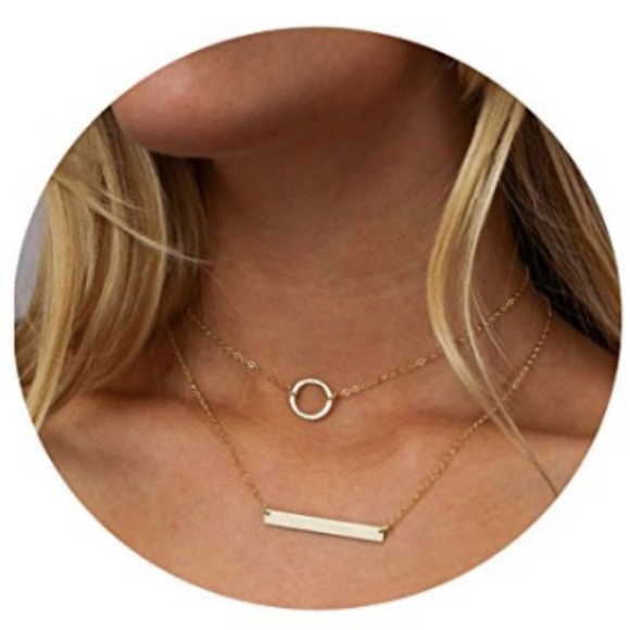 Jewelry - Dainty Circle and Bar Choker Necklace